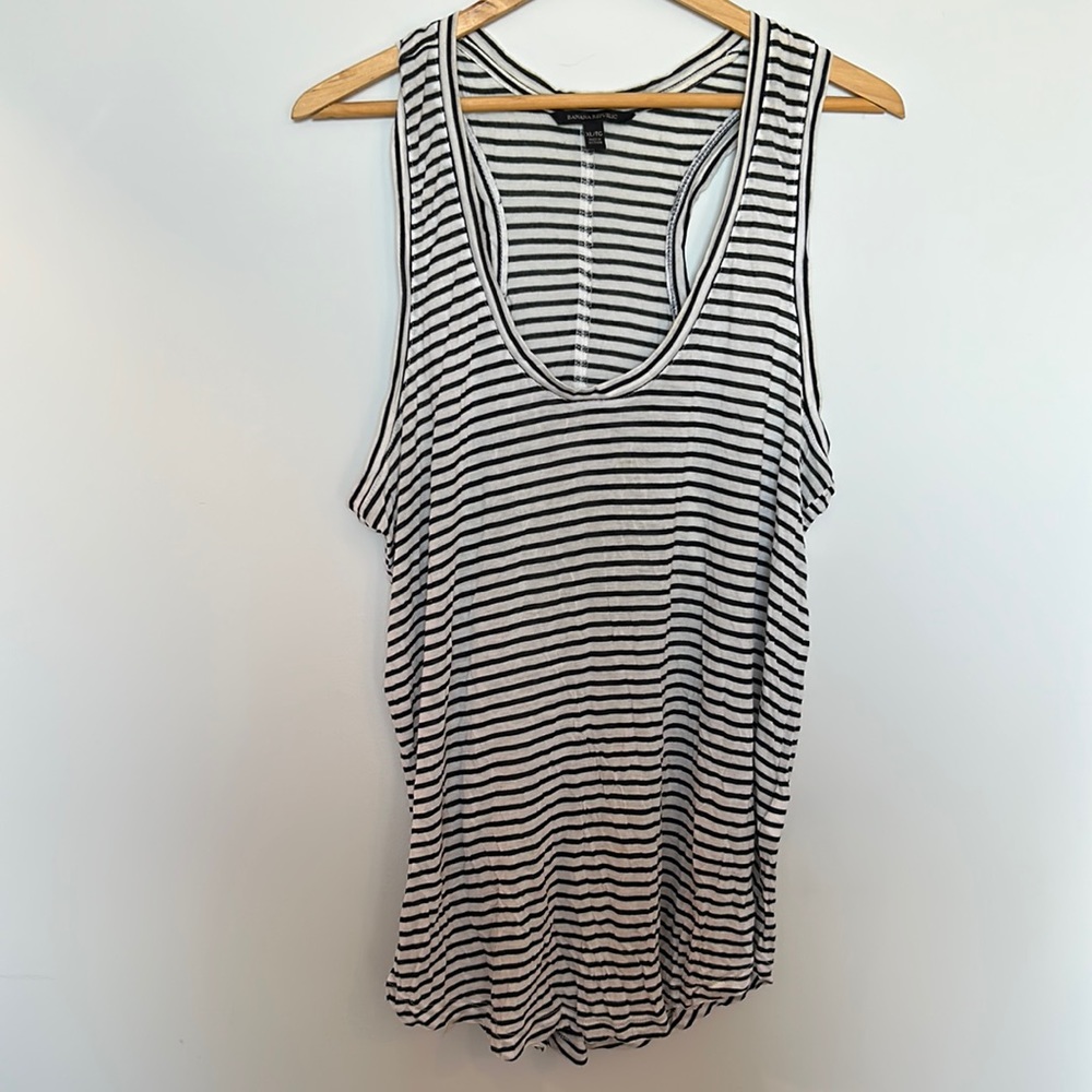 Banana Republic black and white striped racer back tank
